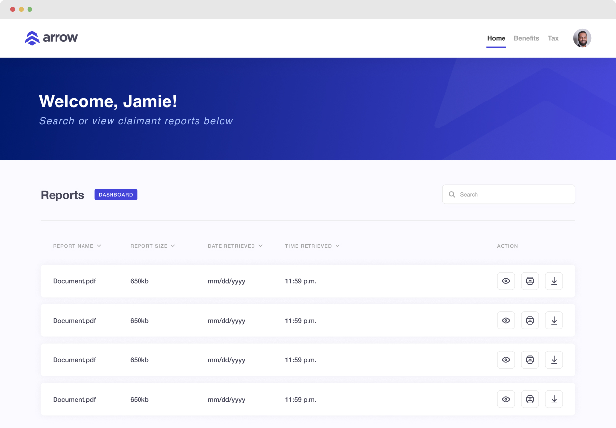 Arrow Application Dashboard